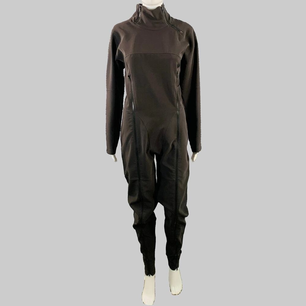 ISSEY MIYAKE Size M Black Polyester Blend High Neck Zip Up Jumpsuit